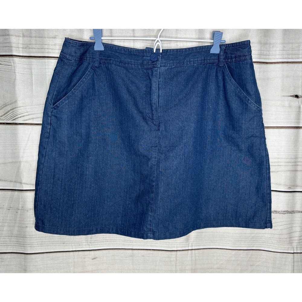 White Stag Denim Skort Women Size 14 Blue Medium Wash Cotton Blend WL21922D
